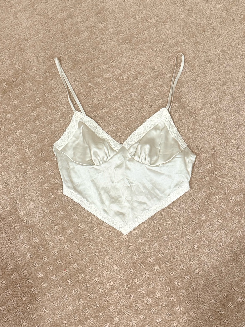 Emory Park Silky Off White Lace-Trim Cami Top